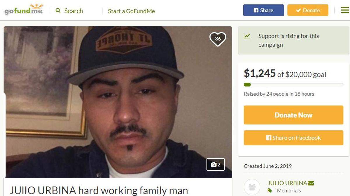 Julio Cesar Urbina, 31, died in a drive-by shooting just one house from his own home in Wilmington, California, near Los Angeles, after a family baby shower, police say. He was a father of two with one on the way.