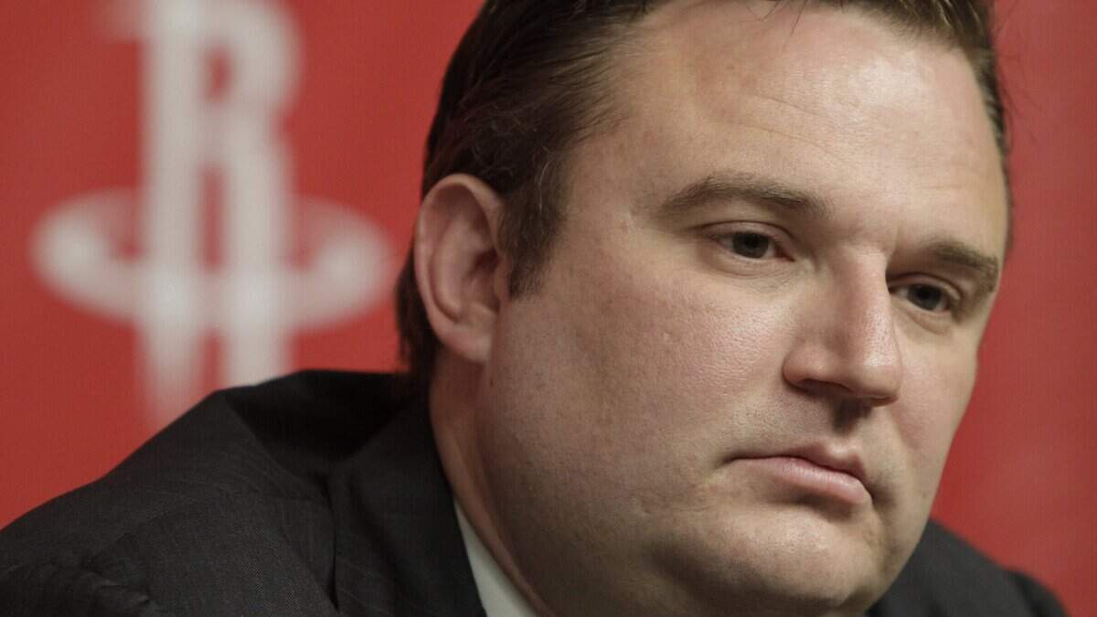 FILE - In this April 19, 2011, file photo, Houston Rockets general manager Daryl Morey discusses the direction of the team with the media during a basketball news conference, in Houston, after the decision to part ways with NBA basketball head coach Rick Adelman. Morey tried Sunday, Oct. 6, 2019 to defuse the rapidly growing fallout over his deleted tweet that showed support for Hong Kong anti-government protesters, saying he did not intend to offend any of the team’s Chinese fans or sponsors. (AP Photo/Pat Sullivan, File)