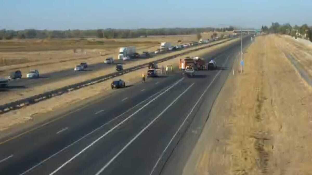 A Caltrans camera on Saturday, Nov. 2, 2019, shows emergency vehicles responding to a fatal collision on northbound Interstate 5 just north of Elk Grove Boulevard.