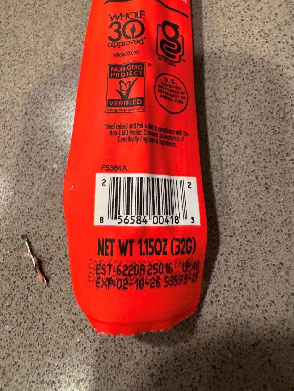 Idaho Smokehouse Partners is recalling 1.15-ounce vacuum-sealed packages of Chomps Original Beef Stick Mild snacks.