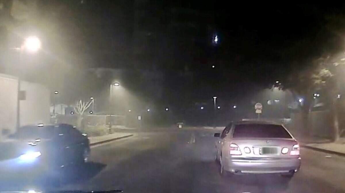 A vehicle drives away from police following a West Sacramento sideshow on June 14th, 2022. The suspect was taken into custody and the vehicle compounded.