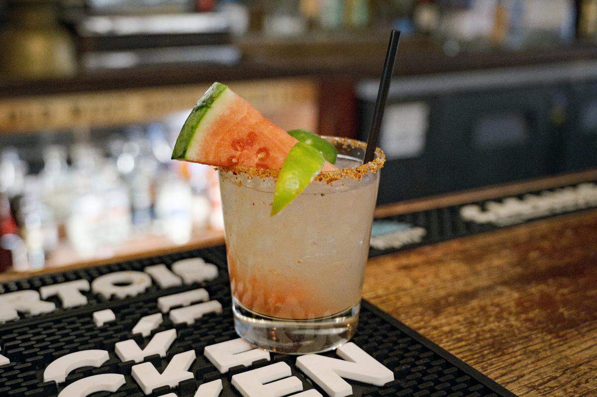 The Last Stop Saloon features $12 specialty margaritas, with the spicy watermelon margarita offered as a secret menu item.