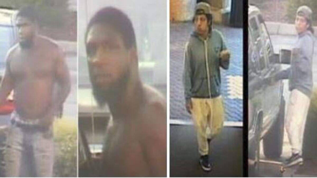 Elk Grove police are seeking two suspects believed to be involved in a Sunday robbery and assault that hospitalized a woman volunteering at a fireworks stand.