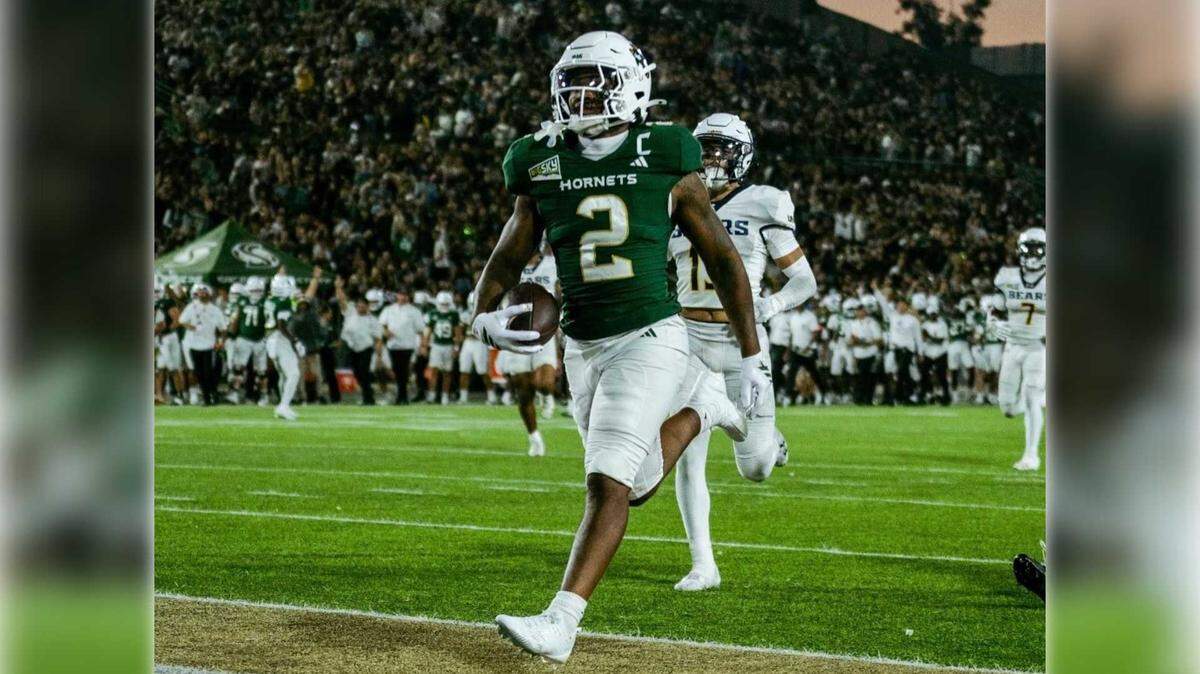 Sacramento State's Rodney Hammond Jr., seen running for a 46-yard touchdown during the first quarter of a game Oct. 18 against Northern Colorado at Hornet Stadium, ran for 208 yards and two touchdowns in the Hornets’ 35-13 road win Saturday over Eastern Washington.