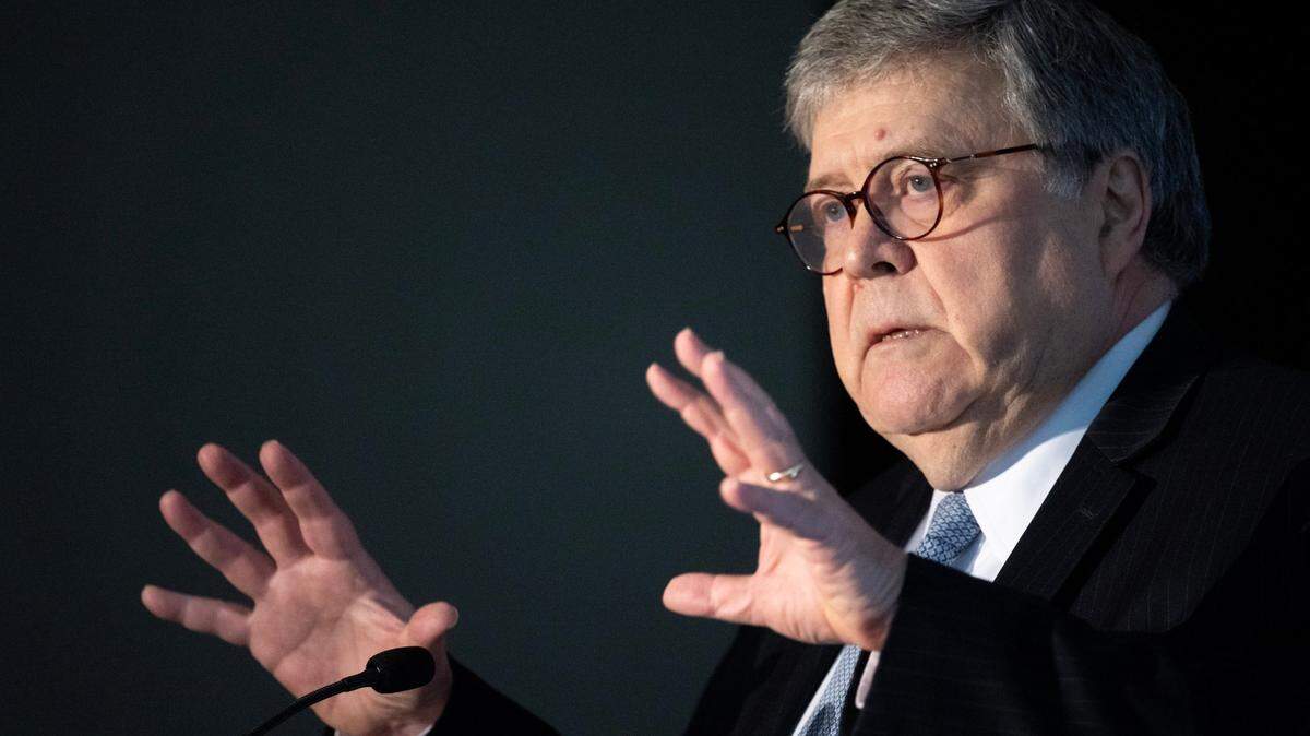 William P. Barr, U.S. Attorney General in the Donald Trump and George H.W. Bush administrations, gives a keynote address titled “Combatting Disinformation: Justice at Risk,” during The California News Publishers Association’s CapCon2023 conference at the Sawyer Hotel in Sacramento on Wednesday, Feb. 1, 2023. William P. Barr is the author of “One Damn Thing After Another.”