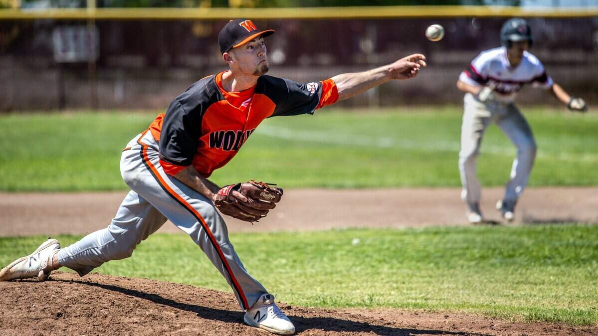 Cooper Hjerpe throws a pitch for the Woodland Wolves in 2019 against Colusa as he unsuccessfully attempted to throw a fourth consecutive no-hitter. Hjerpe was a first-round MLB draft pick in 2022 after a collegiate career at Oregon State.