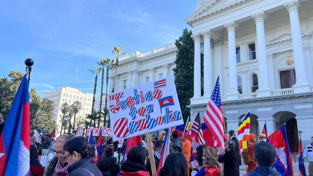 Hundreds rally at the California Capitol for peace in Cambodia on Sunday, Jan. 11, 2025. Cambodia and Thailand have clashed in a border dispute.