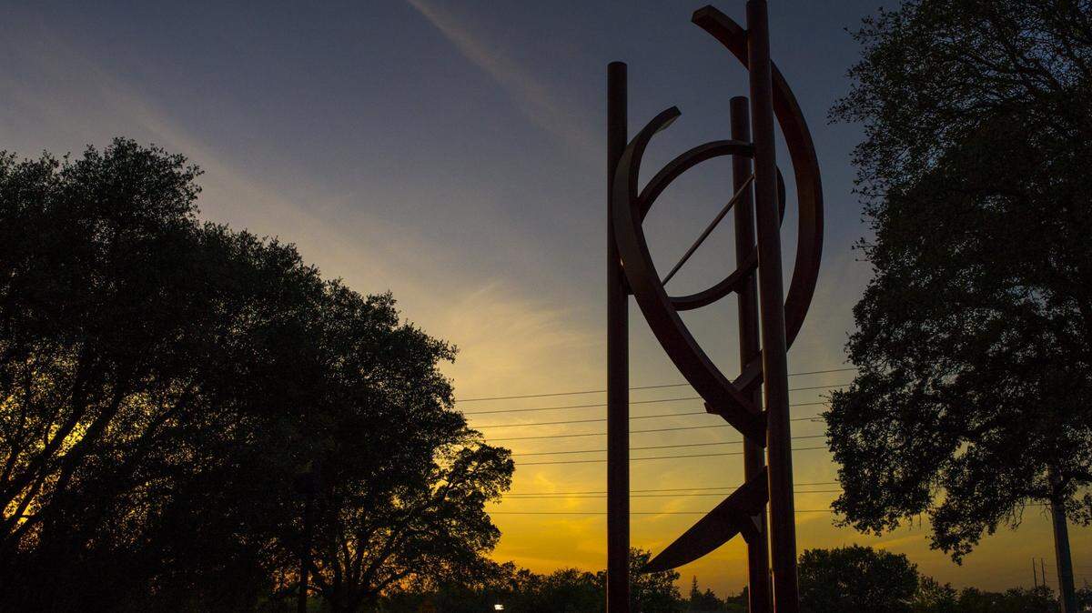 “Cosmos,” created by Aristides Demtrios in 1990 and visible from Interstate 80 in Roseville, is the city’s best known piece of artwork. It is located off North Sunrise Boulevard in Sculpture Park.