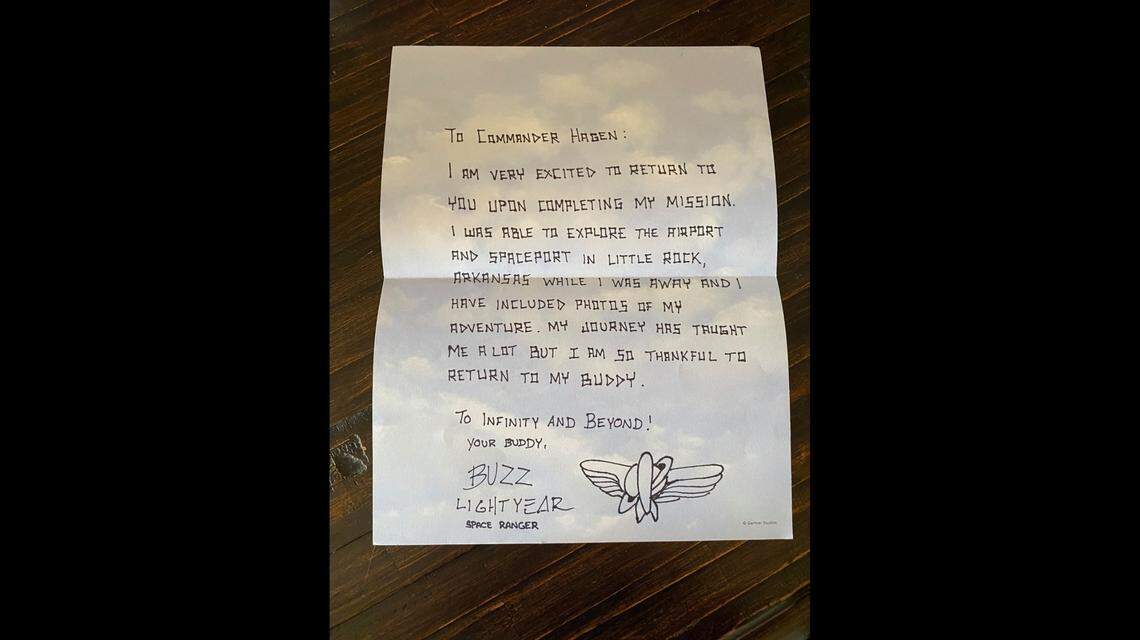 A letter from Buzz’s perspective was included with the toy.