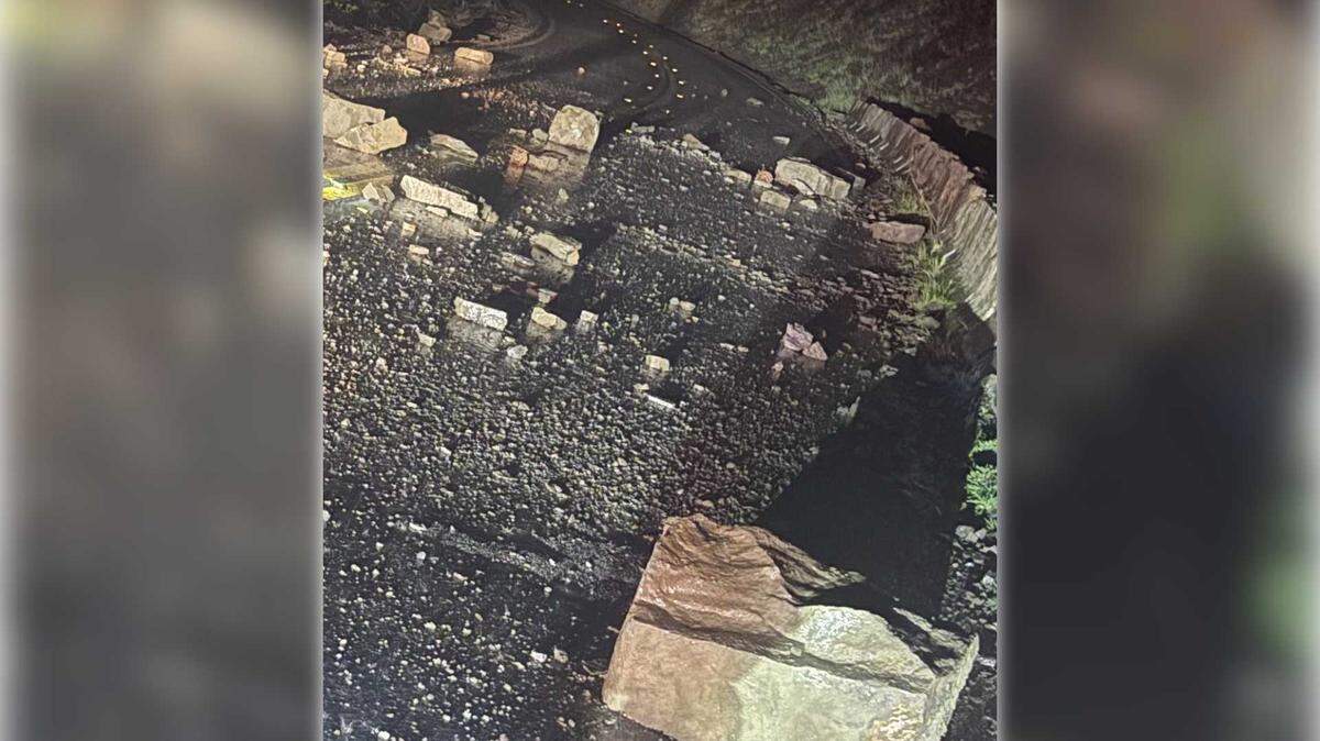Rocks litter Highway 16 in far western Yolo County on Wednesday. A rockslide reported at 5:37 a.m. shut down the highway in both directions near the Yolo-Colusa county line for several hours.