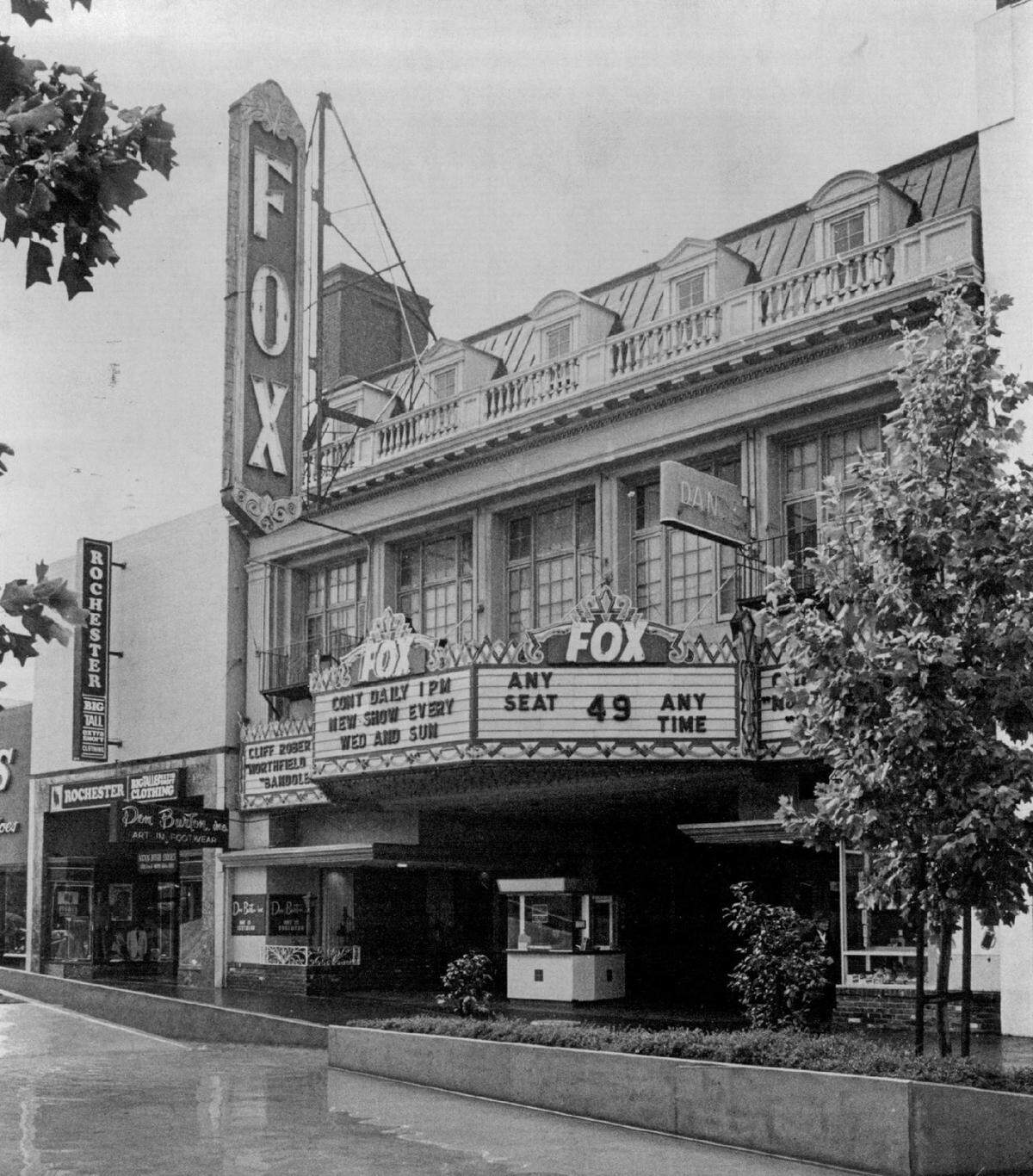 The Fox Senator Theatre marquee promotes 49 cent seats and the films “Great Northfield Minnesota Raid” and “Bandelero” in September 1972, when it was announced that the K Street Mall venue would close next May.