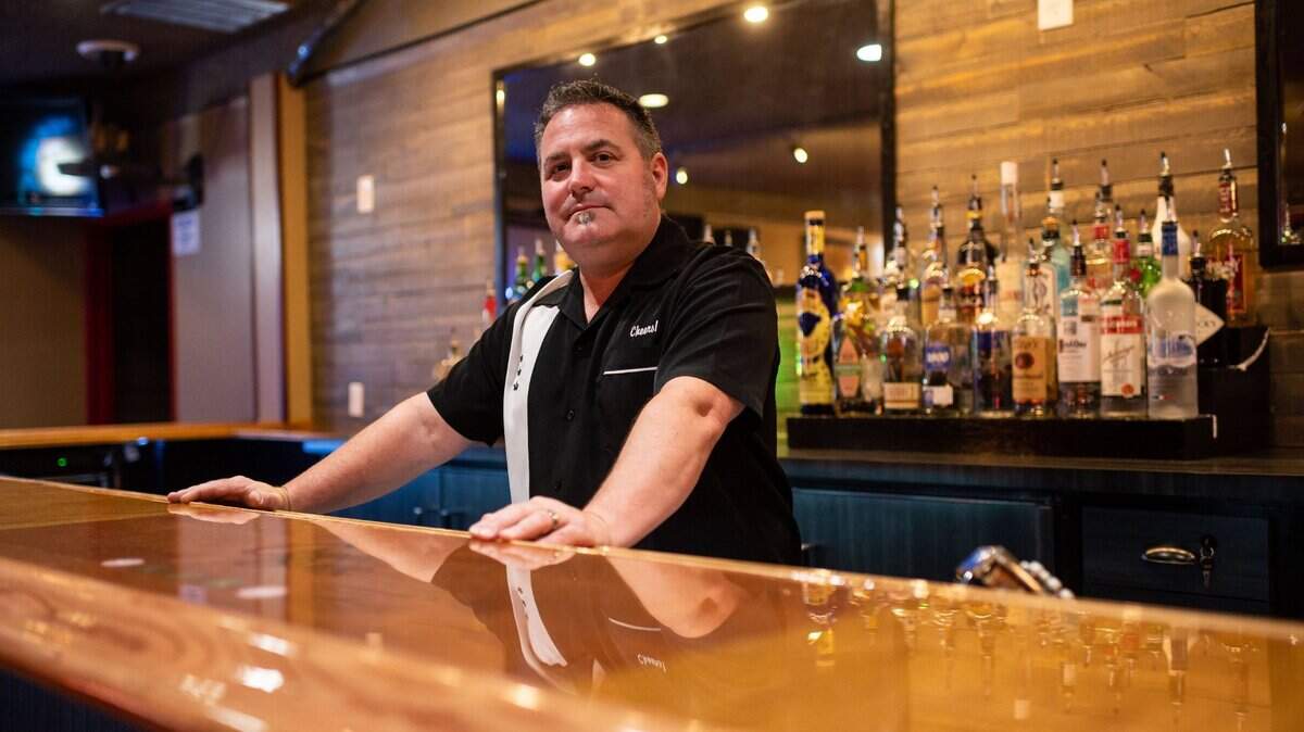 George Conley, who co-owns Cheers bar along with Cherie Kindel, is photographed Tuesday, June 2, 2020, in the West Sacramento bar’s recently-rehabbed interior.