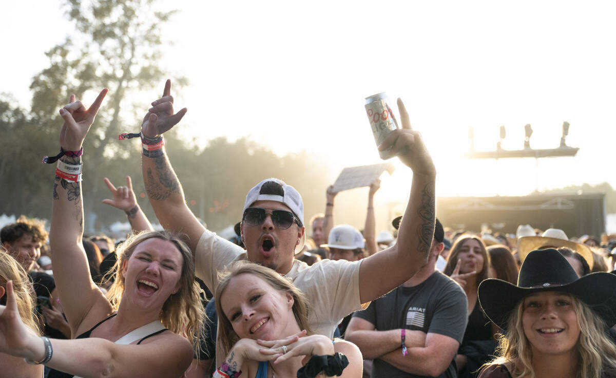 Fans at the GoldenSky Country Music Festival at Discovery Park in Sacramento get excited before a set on Sunday, Oct. 20, 2024.