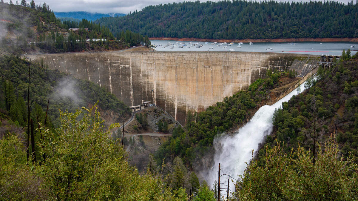Water flows from the New Bullards Bar Dam into the North Yuba River on Monday, Feb. 3, 2025, as dam operators prepared for the atmospheric river that brought several inches of rain to the region last week.