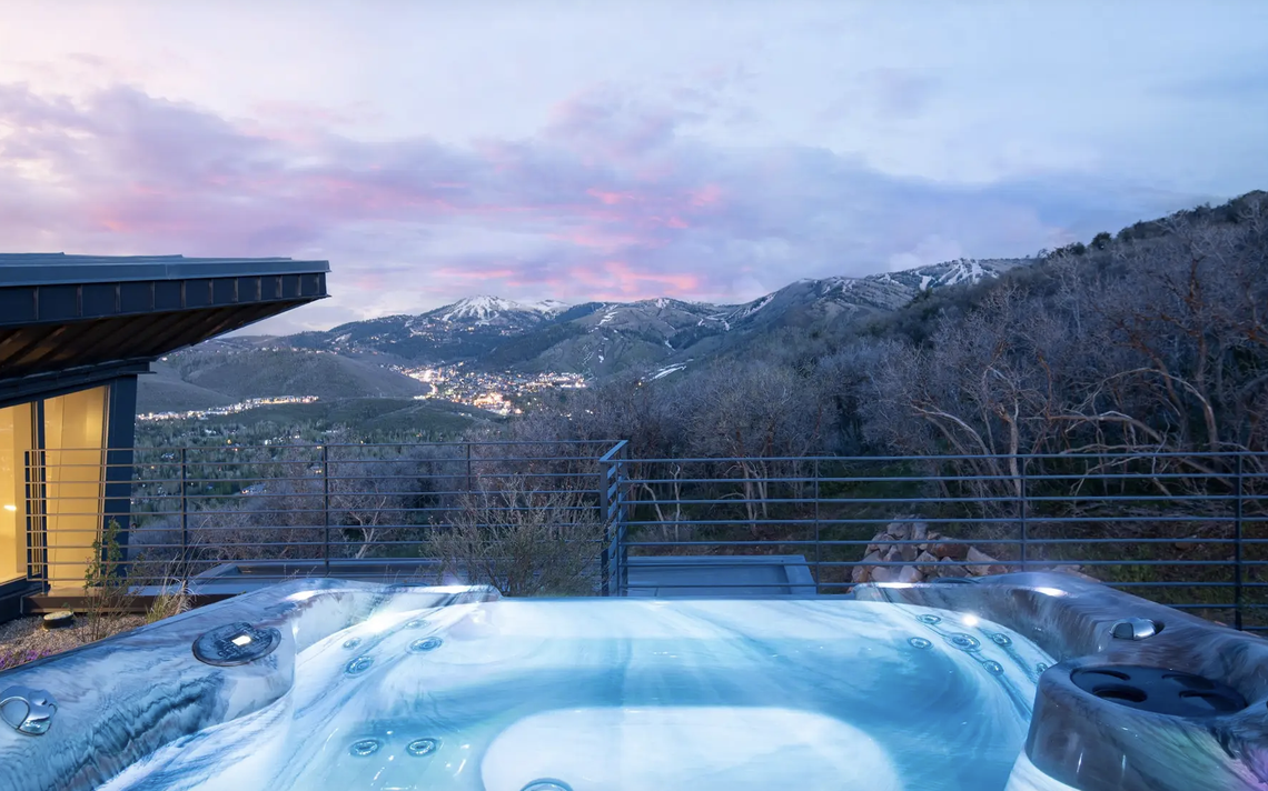 The infinity hot tub has quite a view.