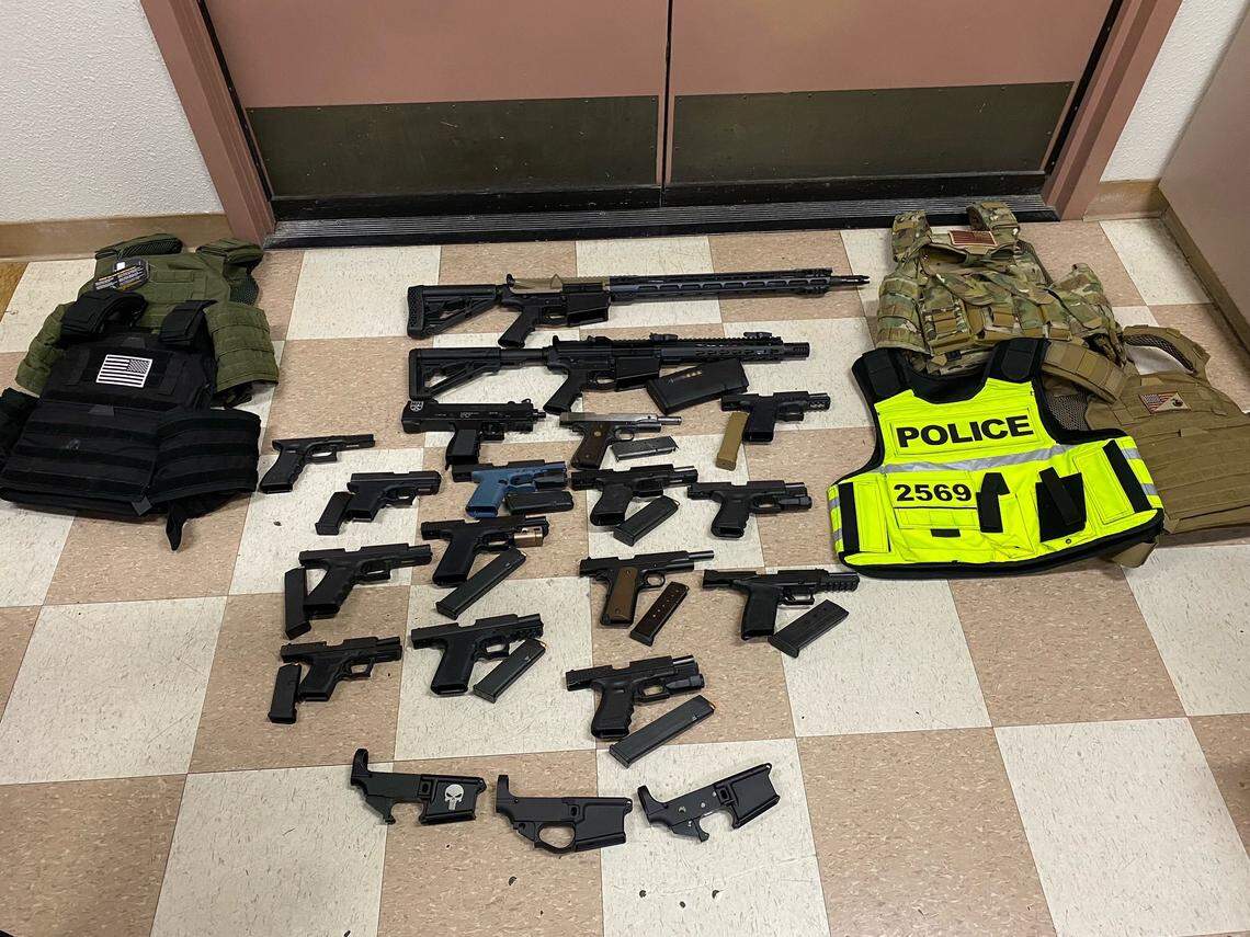 Sacramento police discovered more than a dozen firearms including nine privately manufactured “ghost guns” while serving a warrant at a home on Las Palmas Avenue on Tuesday, March 3, 2022.