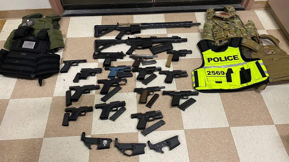 Sacramento police discovered more than a dozen firearms including nine privately manufactured “ghost guns” while serving a warrant at a home on Las Palmas Avenue in Sacramento on Tuesday, March 3, 2022.