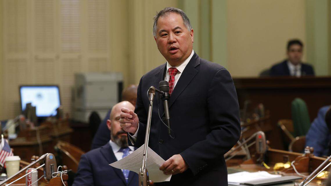 Assemblyman Phil Ting, D-San Francisco, urges lawmakers to approve legislation to provide up to $1 billion in new spending to combat the coronavirus outbreak, at the Capitol in Sacramento, Calif. on March 16, 2020. Ting and his Senate counterpart Nancy Skinner unveiled a new 2021-22 budget proposal on Tuesday, June 1, 2021. (AP Photo/Rich Pedroncelli)