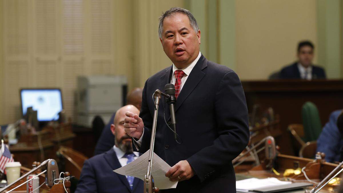 Assemblyman Phil Ting, D-San Francisco, urges lawmakers to approve legislation to provide up to $1 billion in new spending to combat the coronavirus outbreak, at the Capitol in Sacramento, Calif. on March 16, 2020. Ting and his Senate counterpart Nancy Skinner unveiled a new 2021-22 budget proposal on Tuesday, June 1, 2021. (AP Photo/Rich Pedroncelli)