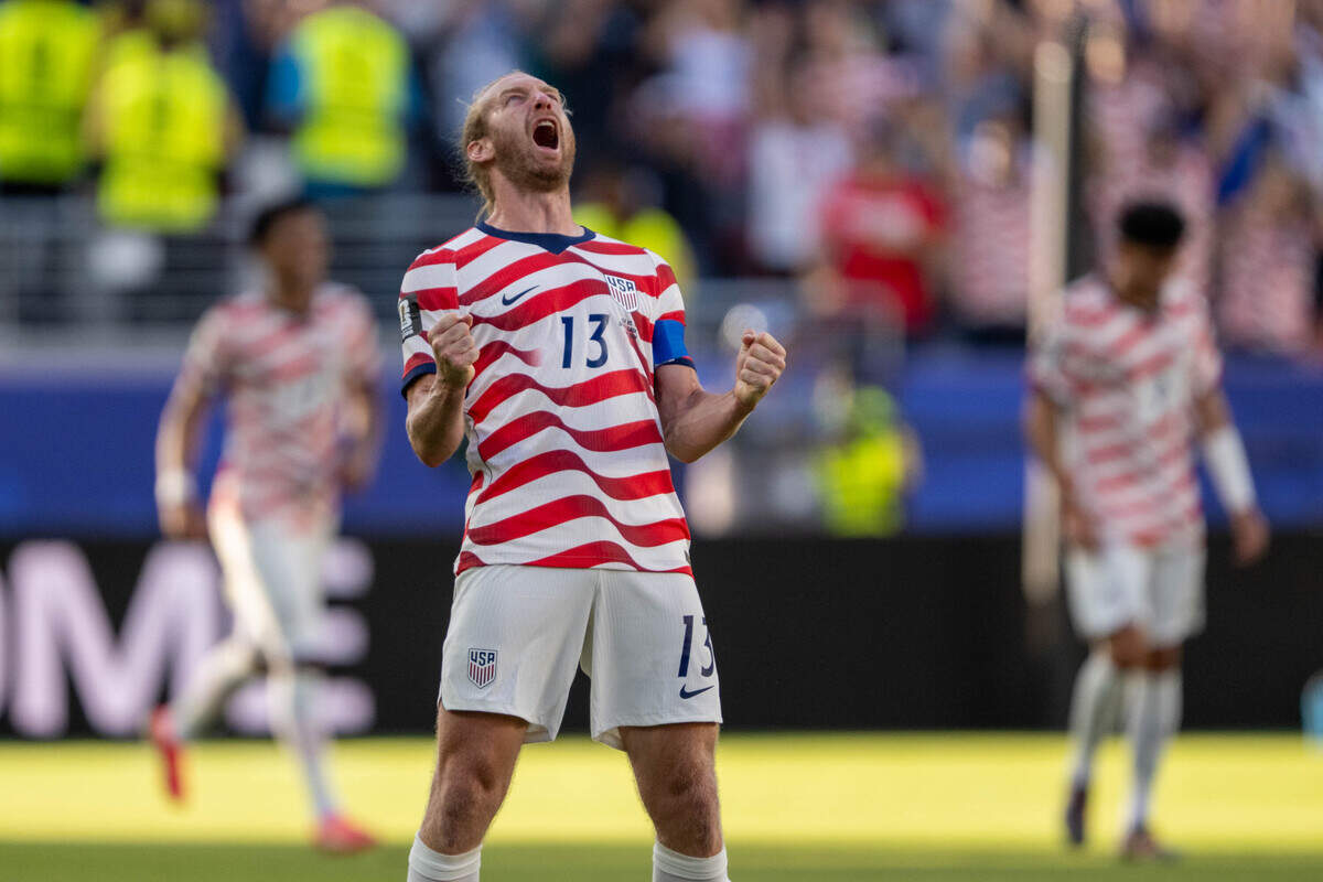 United States defender Tim Ream (13) reacts after the United States defeated Bosnia-Herzegovina 2-0 in the FIFA World Cup 2026 Round of 32 match at Levi's Stadium on Wednesday in Santa Clara