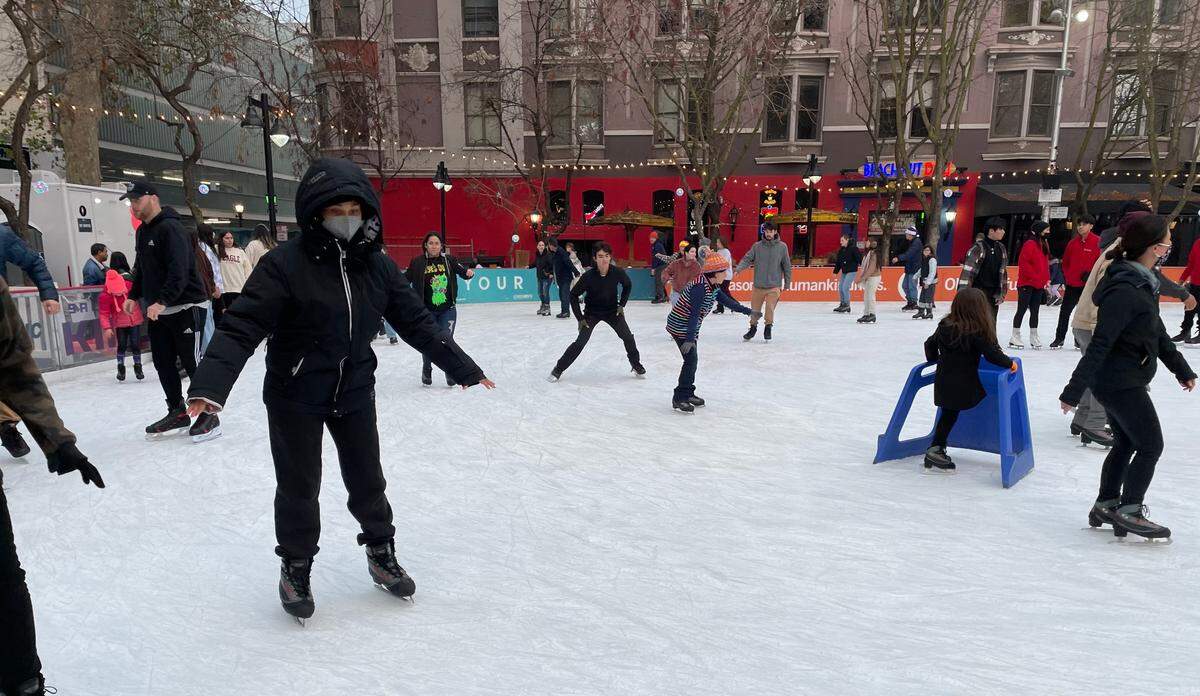 Service Journalism reporter Brianna Taylor visits Downtown Sacramento Ice Rink at 701 K St., Sacramento. She ice skates for the first time, focusing on balancing on two thin metal blades on chilly December afternoon.