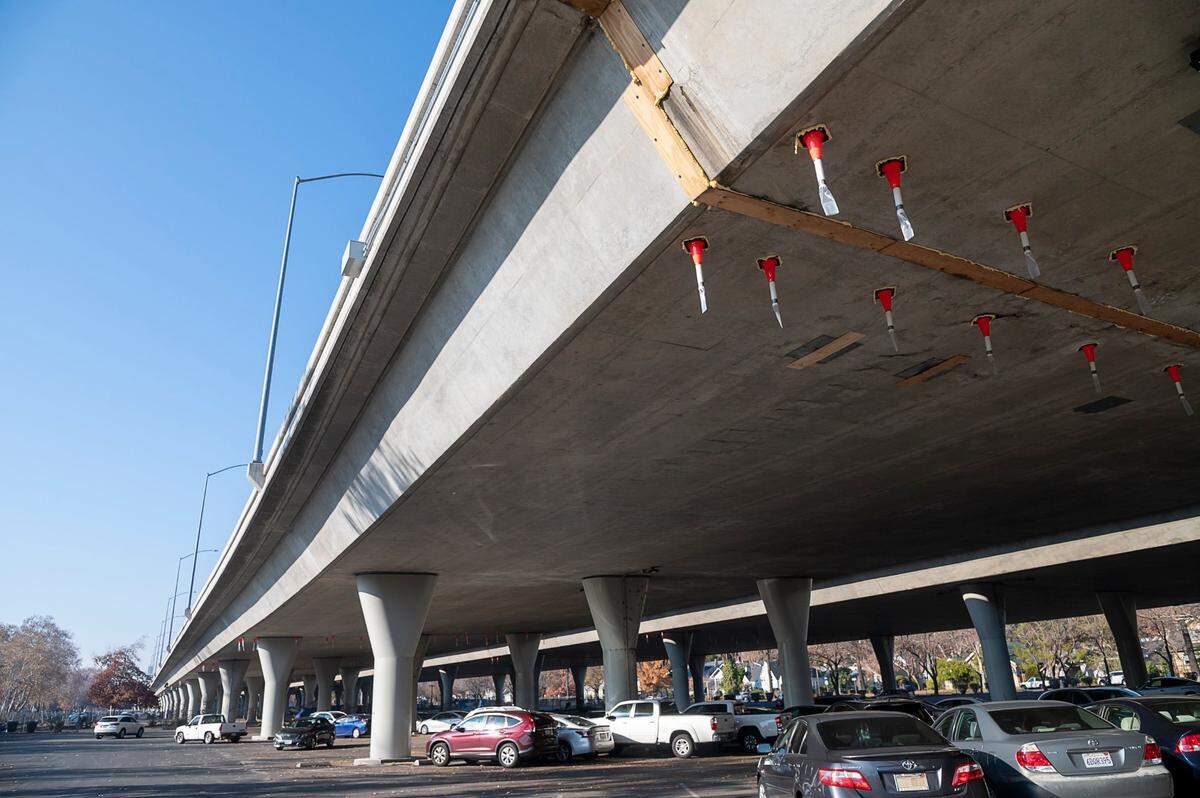 Caltrans has installed bat exclusion devices for Fix50 Enhancement Project on Highway 50 between I-5 and Watt Avenue to keep bats away during construction on Monday, Dec. 21, 2020, in Sacramento.