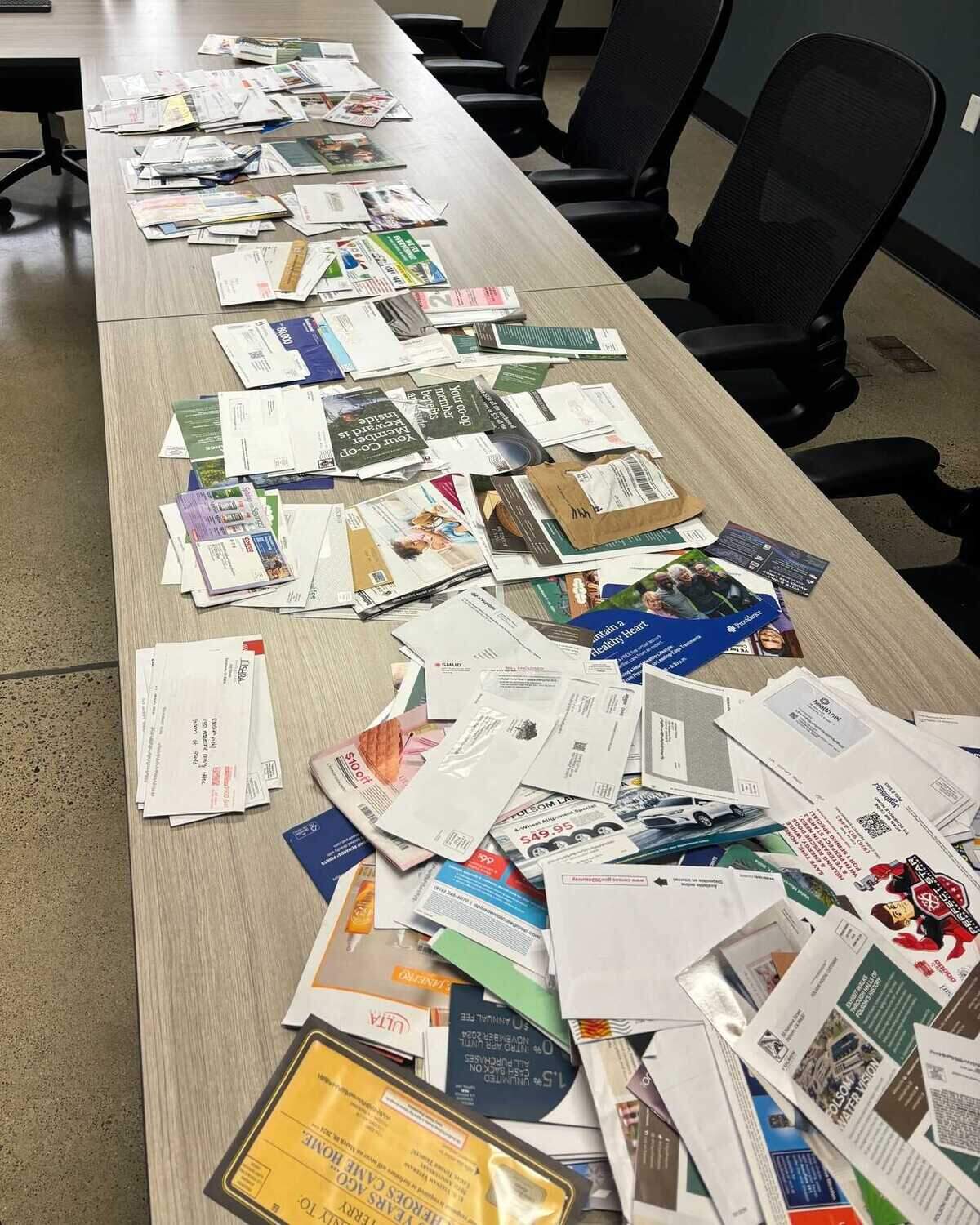 Officers on Tuesday March 5, 2024, recovered more than 500 pieces of stolen mail in a vehicle parked at the Palladio shopping center in Folsom, California.