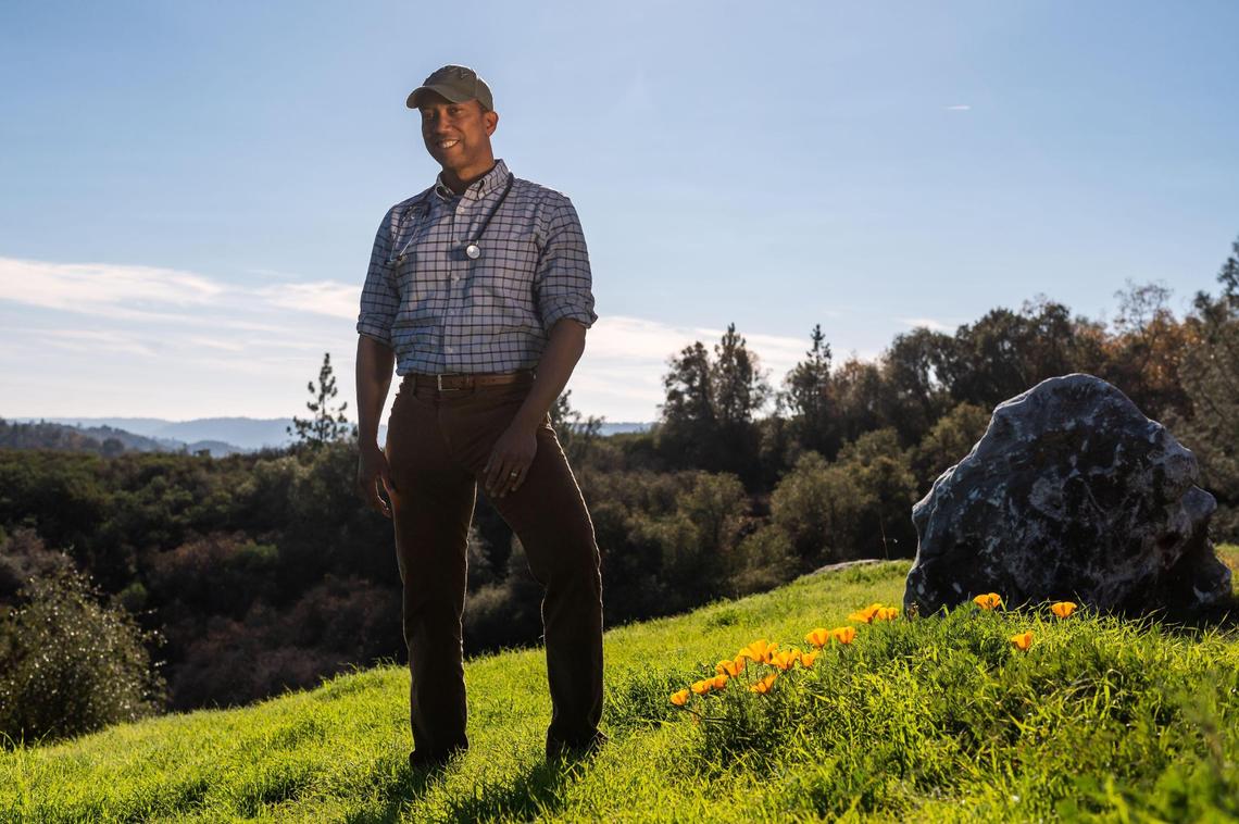 Dr. Kermit Jones is a Democrat running to unseat Republican incumbent Rep. Tom McClintock as U.S. representative for California’s 4th Congressional District. Jones, photographed at a supporter’s home and small business earlier this month in Diamond Springs, is a family physician and Navy veteran.