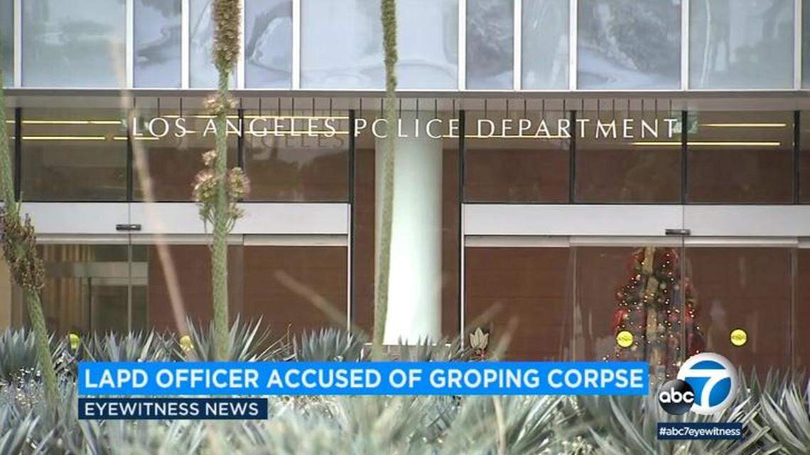 A Los Angeles police officer has been placed on leave during an investigation into a bodycam video that reportedly shows him fondling a dead woman’s breasts on a call, police say.