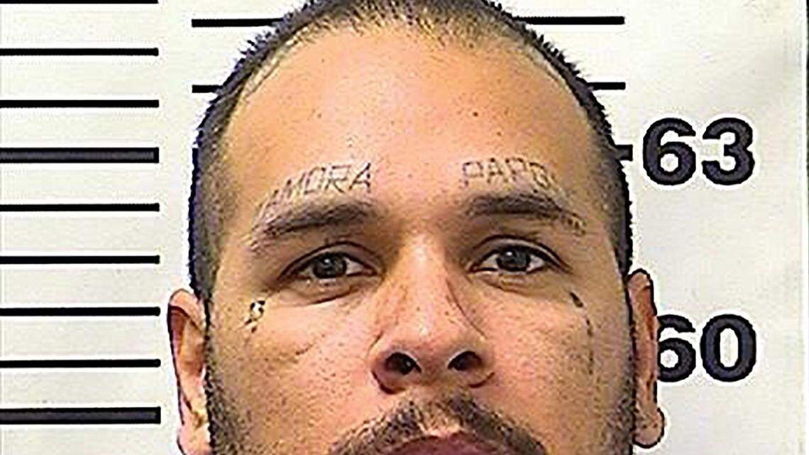 In this Nov. 8, 2016, photo provided by the California Department of Corrections and Rehabilitation, prison inmate Anthony Rodriguez is shown. Officials said Rodriguez is one of two inmates who attacked inmate Luis Giovanny Aguilar Thursday, Dec. 12, 2019, in the day room of a restricted housing unit at the California State Prison in Sacramento, Calif. Officials are investigating the death of Aguilar as a homicide after he was attacked and died soon afterwards. (California Department of Corrections and Rehabilitation via AP)