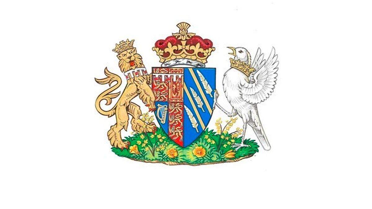 This generated image made available Friday, May 25, 2018 by Kensington Palace shows the newly created coat of arms of Meghan Duchess of Sussex. Mehgan Markle and Prince Harry married on Saturday, May 19, and are now known as The Duke and Duchess of Sussex.
