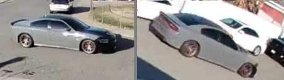 A gray Dodge Charger suspected to be involved with the armed robbery of a U.S. mail carrier is seen Dec. 20, 2022, in Rio Linda, California. This was the second armed robbery of a postal carrier in three days.