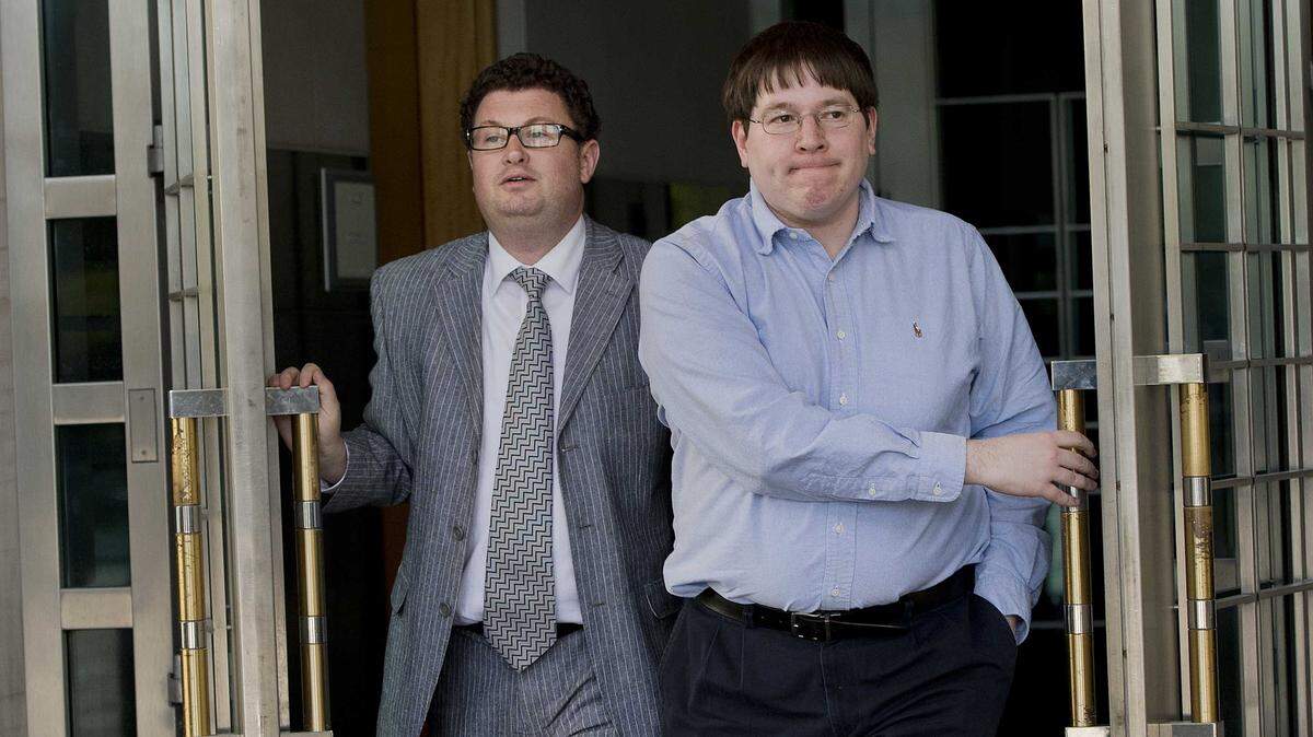 Matthew Keys, right, a former Fox40 producer and Reuters editor who was sentenced to two years in federal prison in a computer hacking case, faces new accusations that he deleted Comstock’s magazine’s YouTube account after abruptly quitting his job there. He is seen leaving the federal courthouse in Sacramento in 2013.