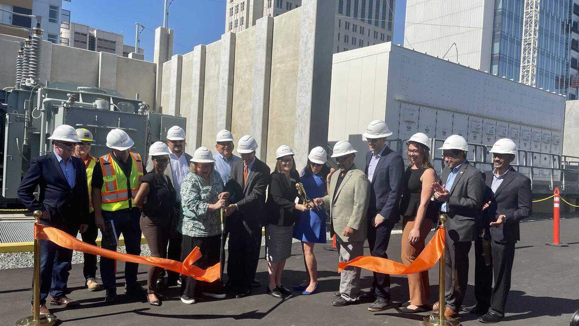 Representatives from the county, as well as SMUD’s Board of Directors, participate in Station G’s ribbon-cutting ceremony on Thursday, Aug. 24, 2023. The SMUD board needs some new transparency policies to stay on top of projects such as the controversial Coyote Creek solar farm. 