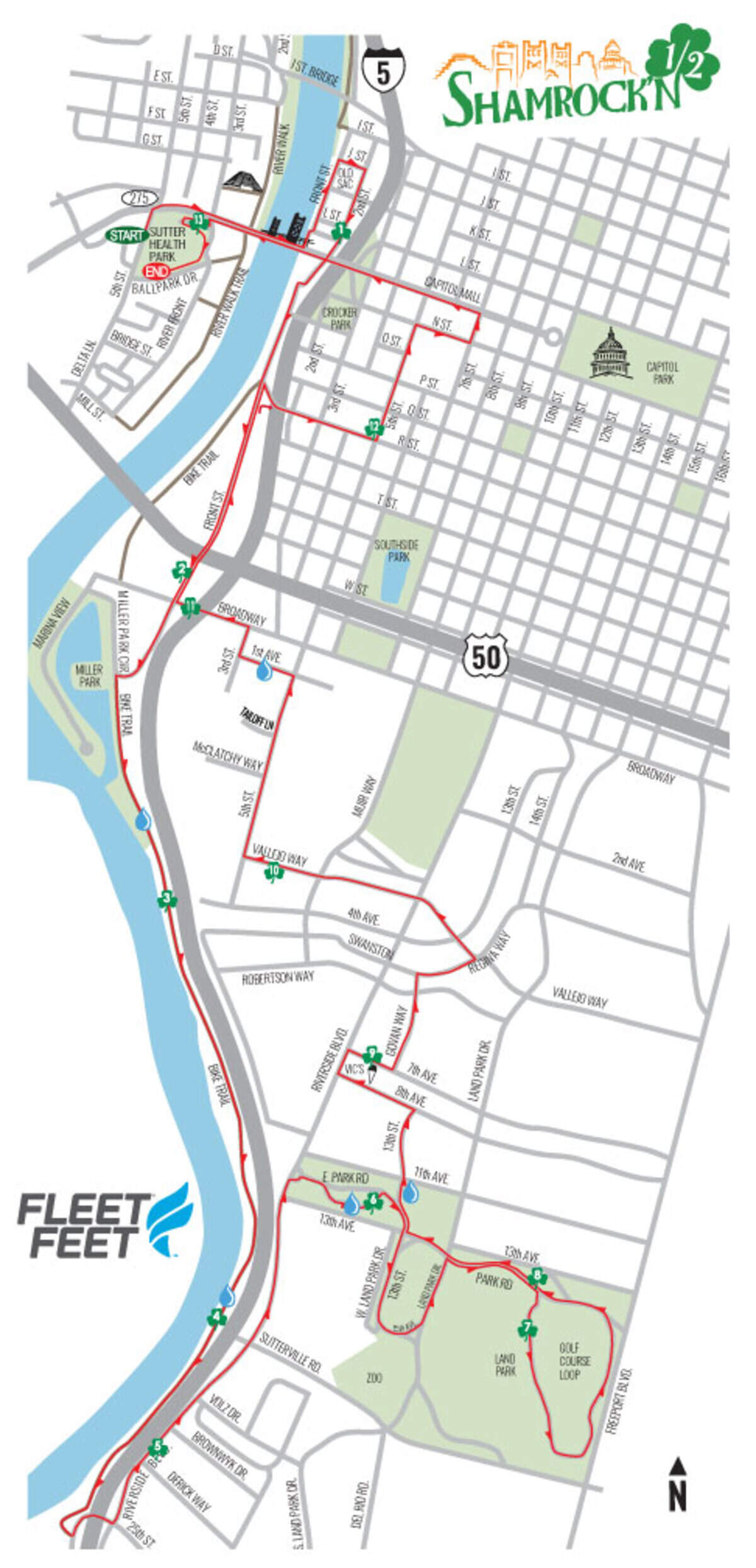 The Shamrock’n half marathon will prompt road closures in Downtown Sacramento, midtown, West Sacramento and Land Park on Sunday, March 17, 2024.