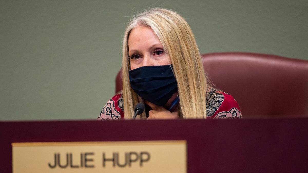 Julie Hupp, president of the Rocklin Unified School District Board of Trustees, in a 2021 file photo.