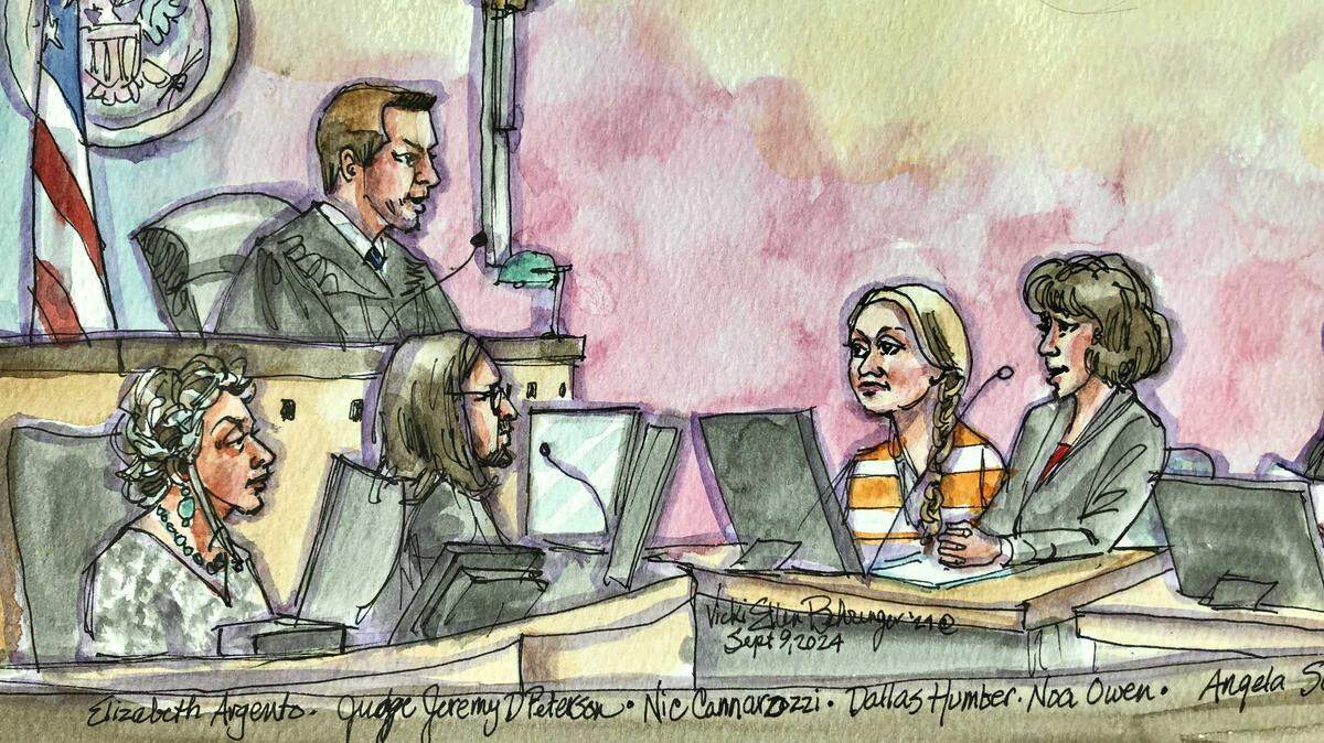 Dallas Erin Humber, 34, of Elk Grove, is arraigned in federal court in Sacramento on Monday, Sept. 9, 2024.