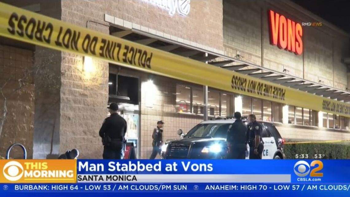 A security guard stabbed a Santa Monica supermarket shopper Monday night who refused to wear a face mask after a fight broke out, California police say.