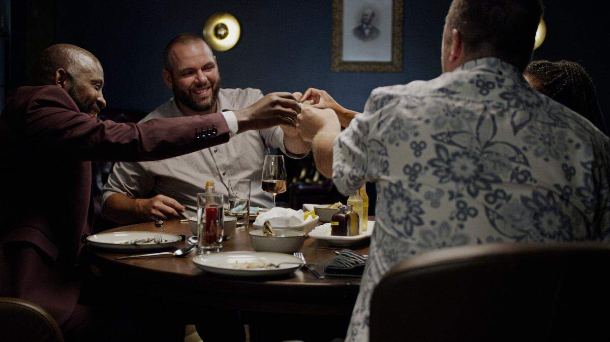 Brad Cecchi, Oliver Ridgeway, Quentin “Chef Q” Bennett and N’Gina Guyton share a toast in the new TV and streaming three-episode series “Breaking Bread” celebrating Sacramento’s food culture.