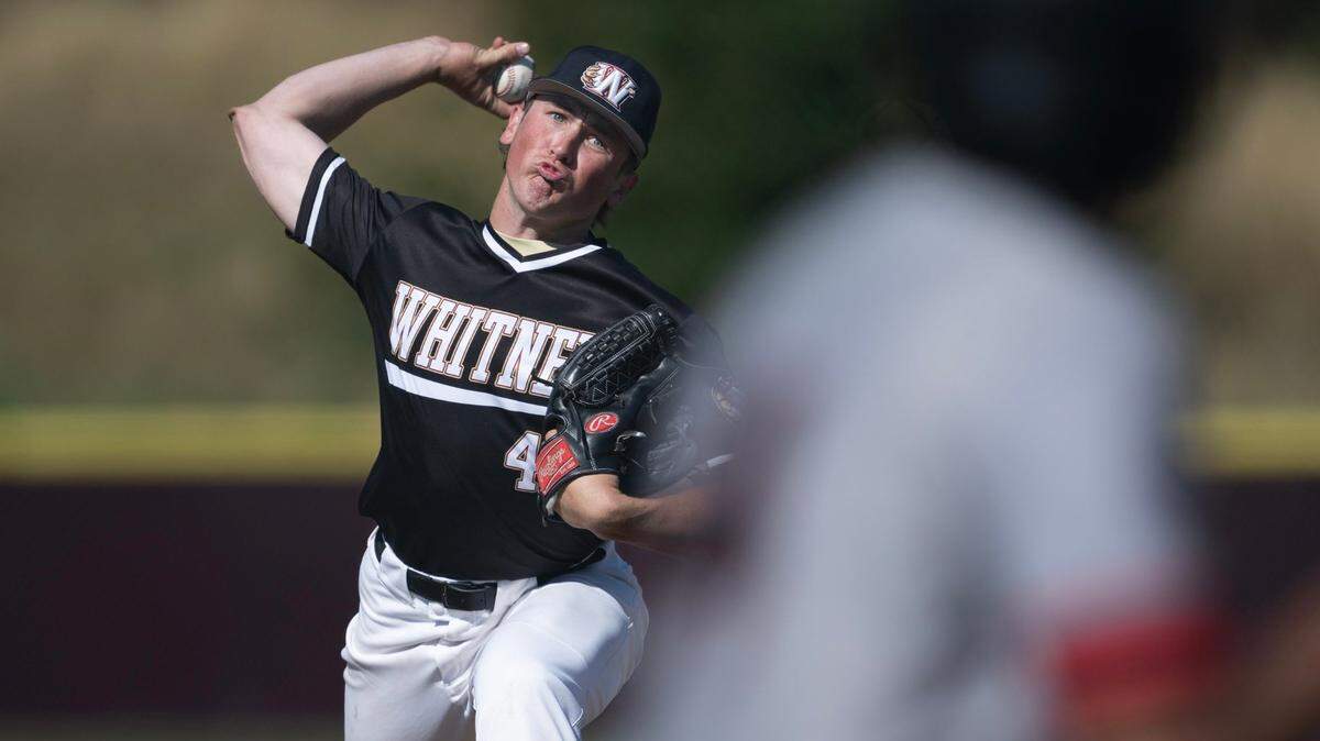 Whitney’s Corden Pettey pitches in the Wildcats 11-0 win over 16th-seeded Cordova in a 2024 first-round CIF Sac-Joaquin Section Division ll baseball playoff game. Pettey is among the returning players for No. 3 ranked Whitney.