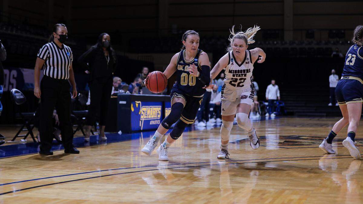 Mackenzie Trpcic drives against Missouri State during Monday night’s NCAA tournament game.