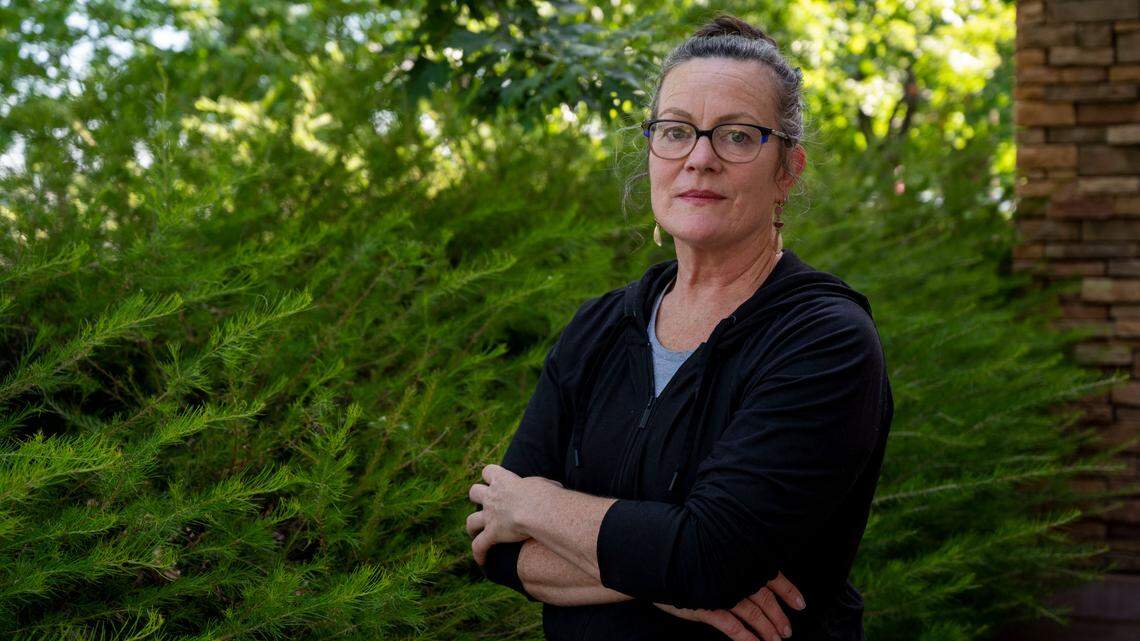 Katherine Sanders stands for a photo Tuesday, May 24, 2022, in Folsom. Sanders resigned as a middle school teacher with the Sacramento City Unified School District after using the N-word in a discussion with students last year.