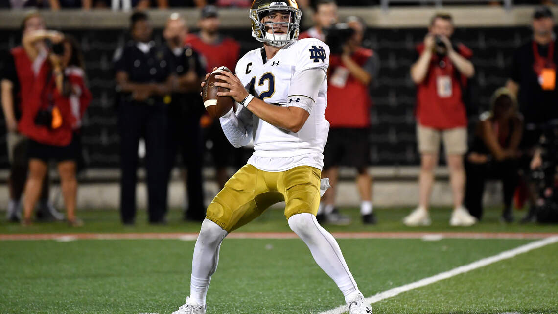 Ian Book on target at Notre Dame: TD pass, TD run ... and viral infamy