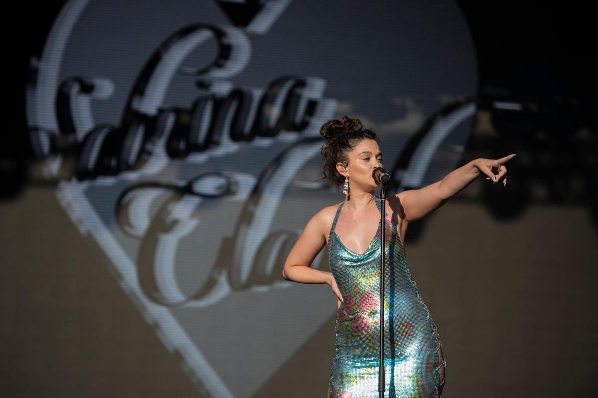 Singer Sabrina Claudio performs on the first day of the Sol Blume R&B festival on Saturday.