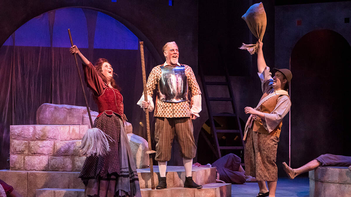 From left to right: Nicole Sterling, Chris Vettel and Jake Mahler in "Man of La Mancha."