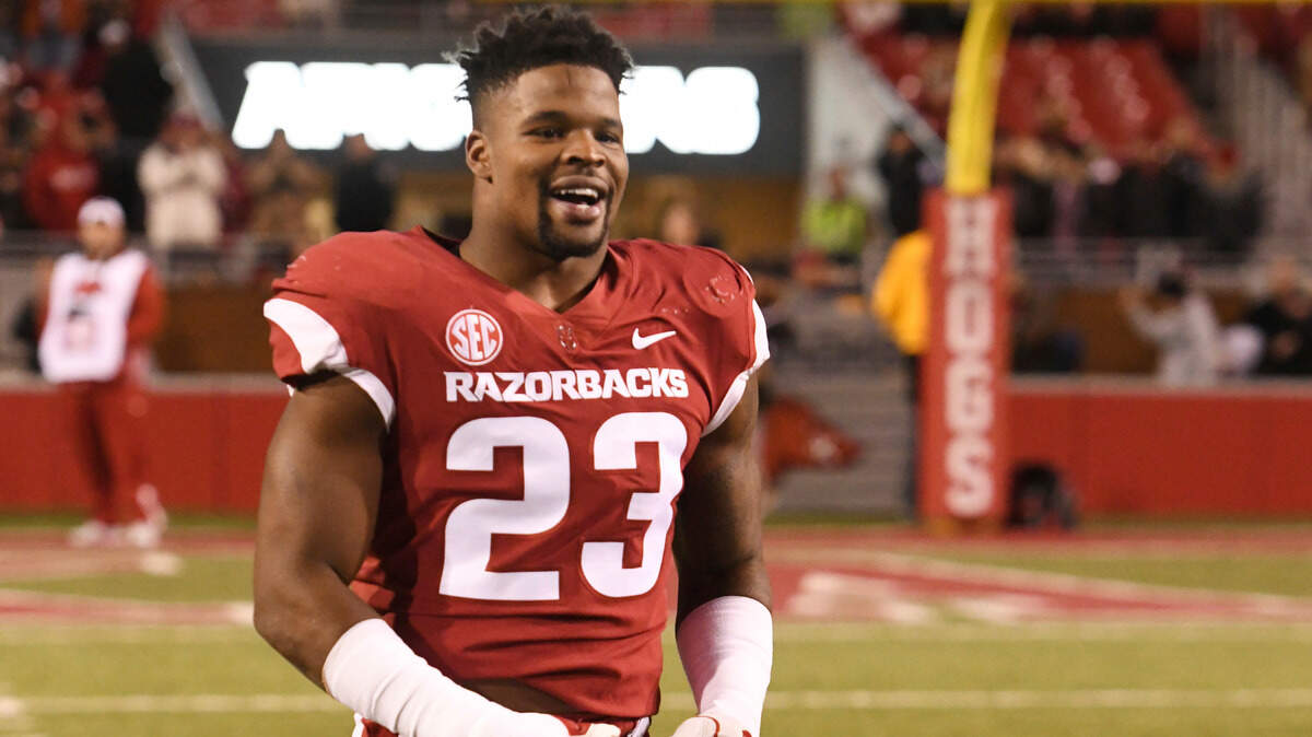 The 49ers selected Arkansas linebacker Dre Greenlaw in the fifth round of the NFL draft Thursday.
