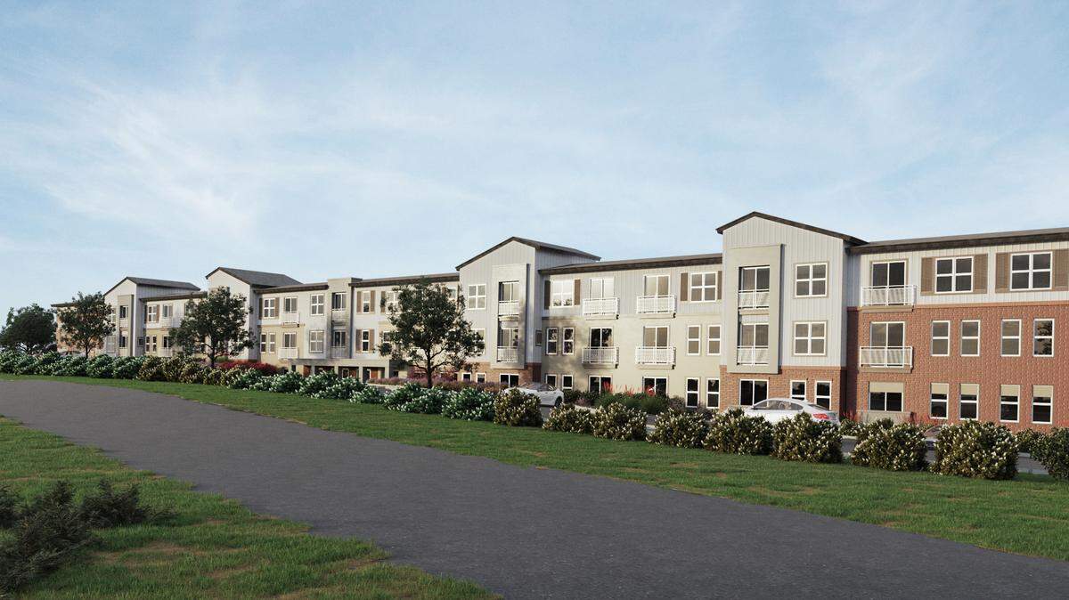 A developer is building 136 units of affordable housing for seniors at 103 E. Natoma St. in Folsom, seen in a rendering.