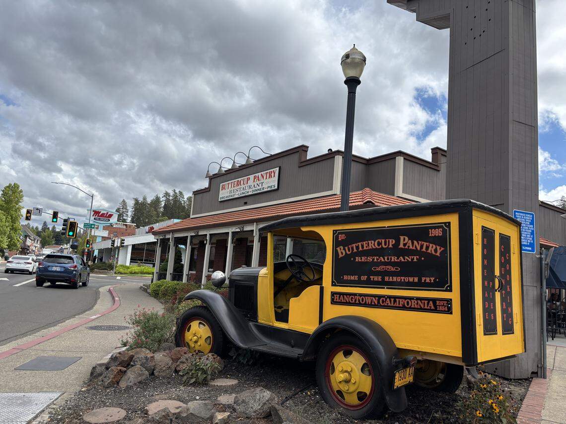 The Buttercup Pantry, 222 Main St. in Placerville, has a vintage truck parked in front of the building, advertising “homemade pies,” “country cooking” and the famous Hangtown Fry.
