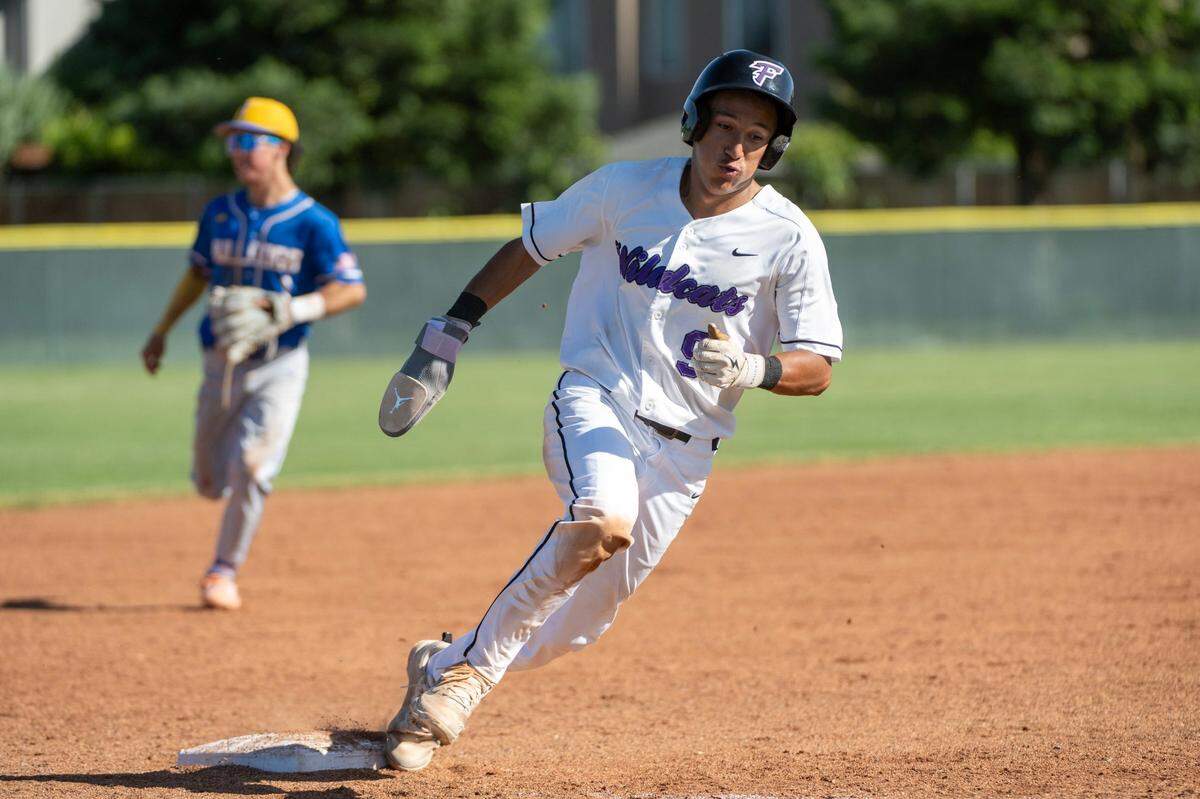 Franklin Wildcats centerfielder Jordy Lopez runs the bases and scores a run against the Turlock Bulldogs in a CIF Sac-Joaquin Section Division l baseball quarterfinal playoff game on May 9 at Franklin High School in Elk Grove.