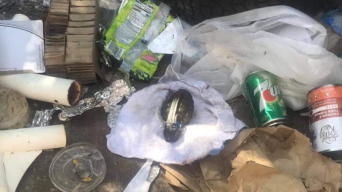 A man accused of shoplifting at a Vacaville, California, supermarket had a hand grenade that later turned out to be inert, police say.